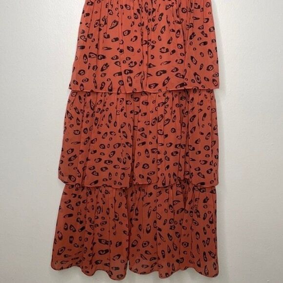 Fame and Partners Women Size 6 Bates Leopard Print Tiered Fit & Flare Midi-Dress - Picture 9 of 12
